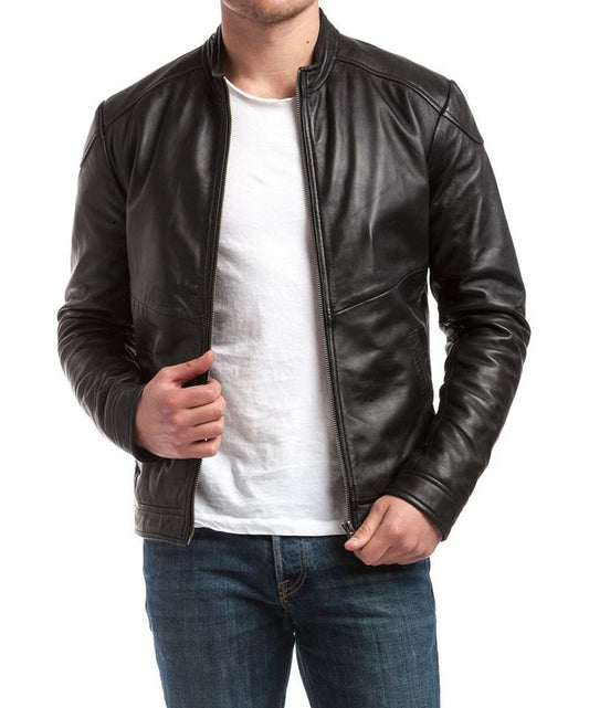 Men Lambskin Genuine Leather Jacket MJ301 freeshipping - SkinOutfit