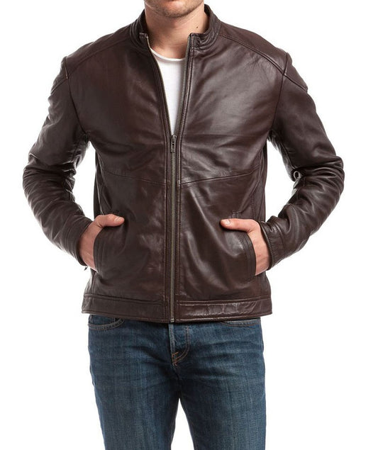 Men Lambskin Genuine Leather Jacket MJ302 freeshipping - SkinOutfit