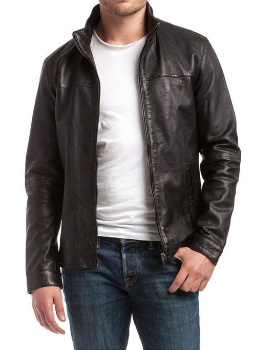 Men Lambskin Genuine Leather Jacket MJ304 freeshipping - SkinOutfit