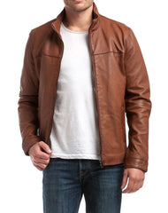 Men Lambskin Genuine Leather Jacket MJ309 freeshipping - SkinOutfit