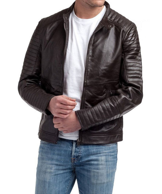 Men Lambskin Genuine Leather Jacket MJ310 freeshipping - SkinOutfit