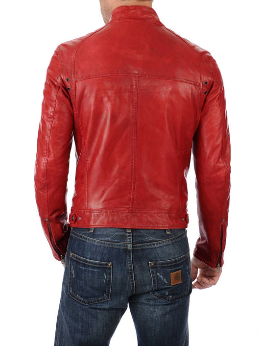 Men Lambskin Genuine Leather Jacket MJ318 freeshipping - SkinOutfit