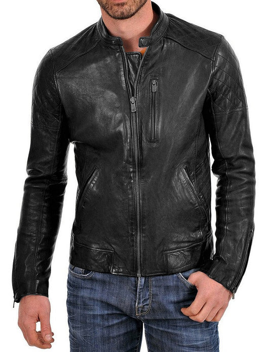 Men Lambskin Genuine Leather Jacket MJ 31 freeshipping - SkinOutfit