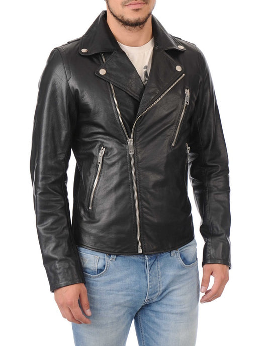 Men Lambskin Genuine Leather Jacket MJ321 freeshipping - SkinOutfit