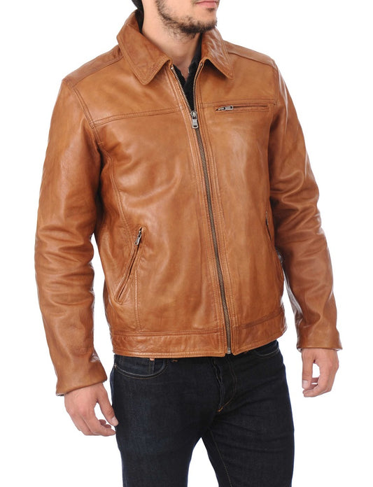 Men Lambskin Genuine Leather Jacket MJ326 freeshipping - SkinOutfit