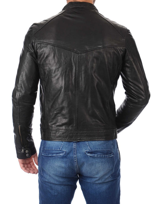 Men Lambskin Genuine Leather Jacket MJ330 freeshipping - SkinOutfit