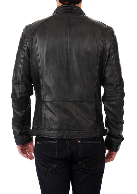 Men Lambskin Genuine Leather Jacket MJ332 freeshipping - SkinOutfit