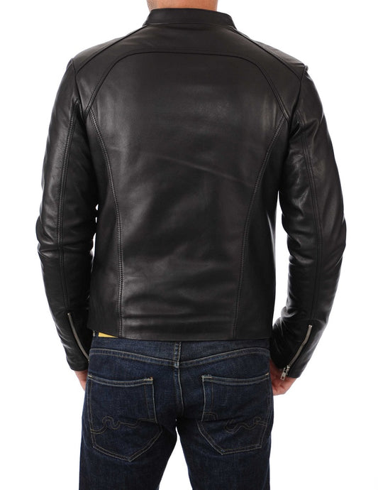 Men Lambskin Genuine Leather Jacket MJ345 freeshipping - SkinOutfit