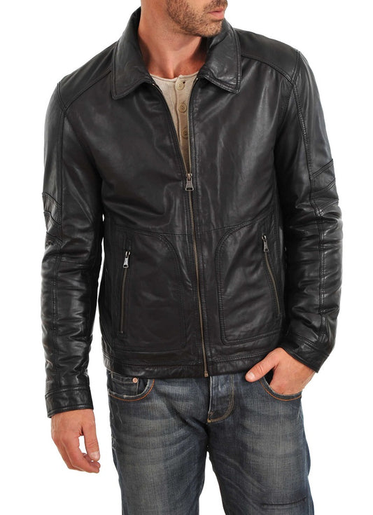 Men Lambskin Genuine Leather Jacket MJ349 freeshipping - SkinOutfit