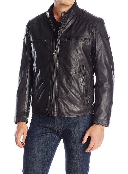 Men Lambskin Genuine Leather Jacket MJ353 freeshipping - SkinOutfit