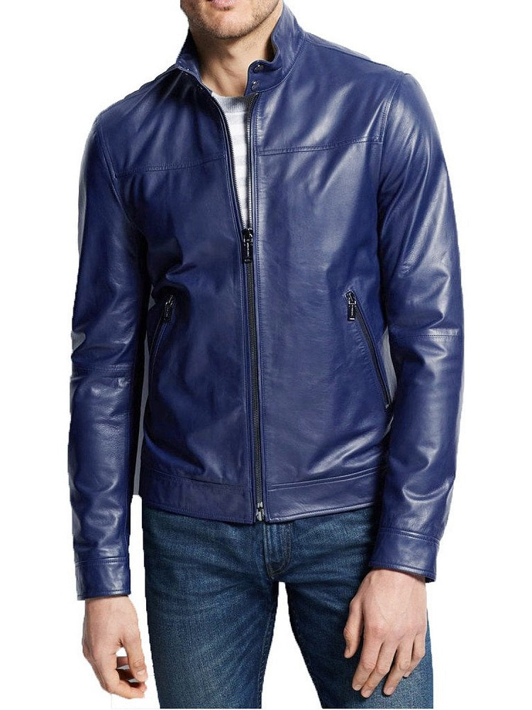 Men Lambskin Genuine Leather Jacket MJ359 freeshipping - SkinOutfit