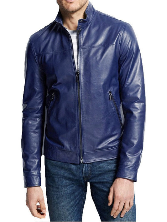 Men Lambskin Genuine Leather Jacket MJ359 freeshipping - SkinOutfit