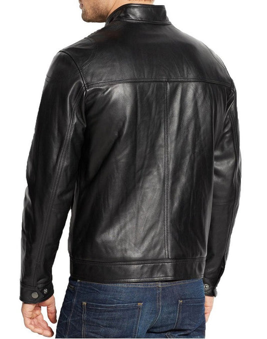 Men Lambskin Genuine Leather Jacket MJ360 freeshipping - SkinOutfit