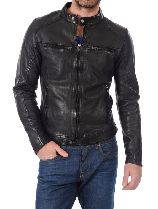 Men Lambskin Genuine Leather Jacket MJ363 freeshipping - SkinOutfit