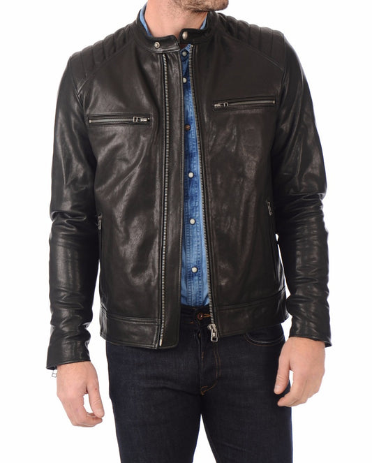 Men Lambskin Genuine Leather Jacket MJ365 freeshipping - SkinOutfit