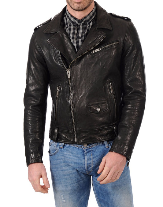 Men Lambskin Genuine Leather Jacket MJ366 freeshipping - SkinOutfit