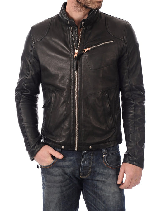 Men Lambskin Genuine Leather Jacket MJ370 freeshipping - SkinOutfit