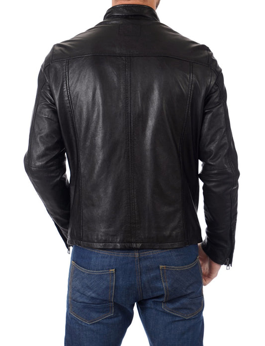 Men Lambskin Genuine Leather Jacket MJ271 freeshipping - SkinOutfit