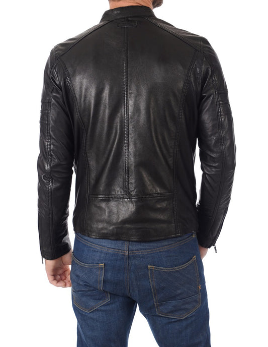 Men Lambskin Genuine Leather Jacket MJ373 freeshipping - SkinOutfit