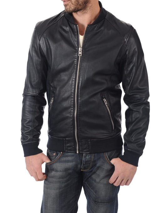 Men Lambskin Genuine Leather Jacket MJ376 freeshipping - SkinOutfit