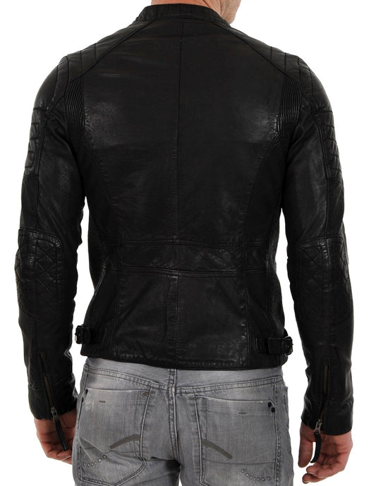 Men Lambskin Genuine Leather Jacket MJ 37 freeshipping - SkinOutfit