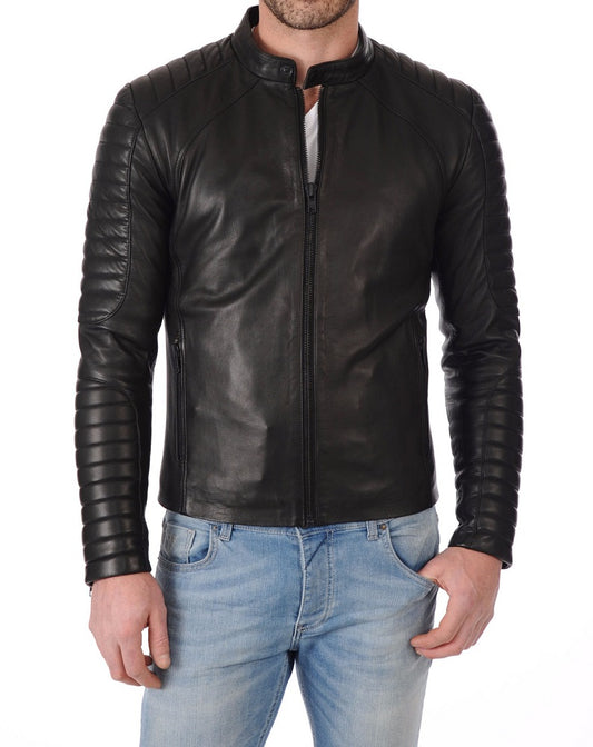 Men Lambskin Genuine Leather Jacket MJ385 freeshipping - SkinOutfit