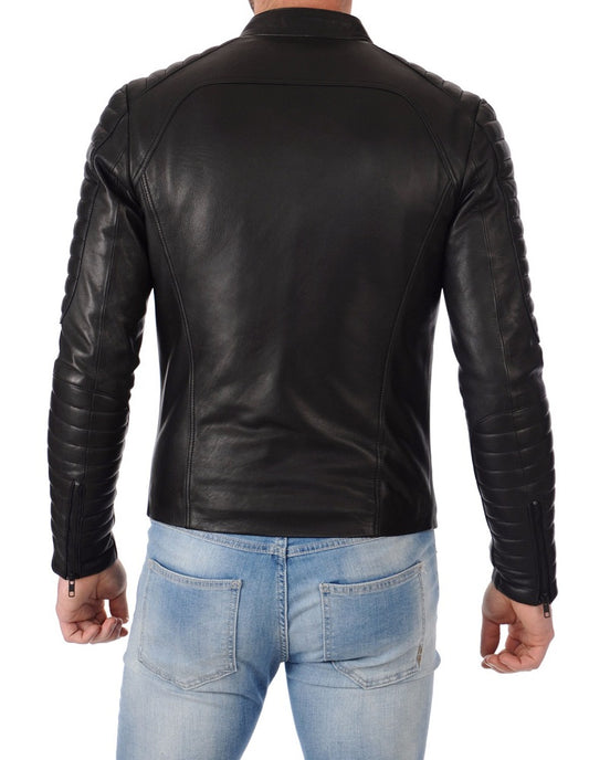 Men Lambskin Genuine Leather Jacket MJ384 freeshipping - SkinOutfit