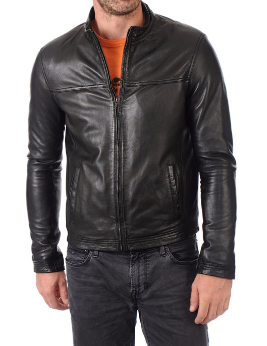 Men Lambskin Genuine Leather Jacket MJ386 freeshipping - SkinOutfit