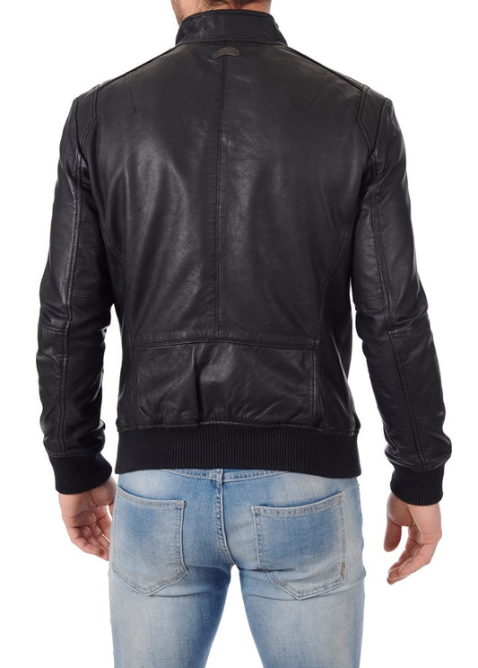 Men Lambskin Genuine Leather Jacket MJ390 freeshipping - SkinOutfit