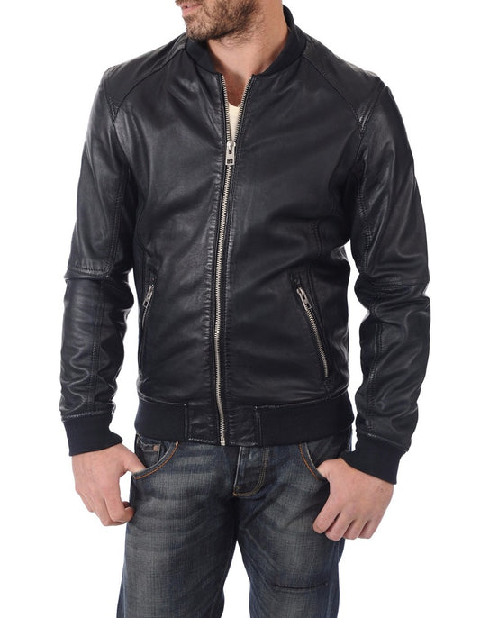 Men Lambskin Genuine Leather Jacket MJ391 freeshipping - SkinOutfit