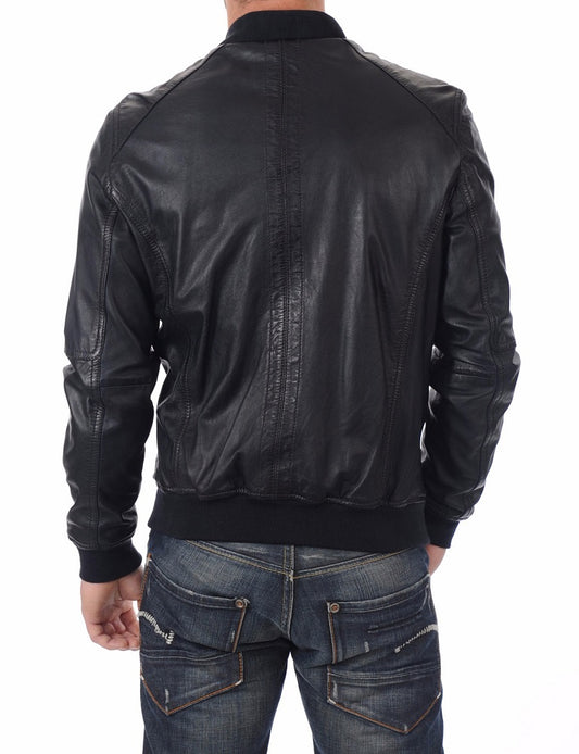 Men Lambskin Genuine Leather Jacket MJ391 freeshipping - SkinOutfit