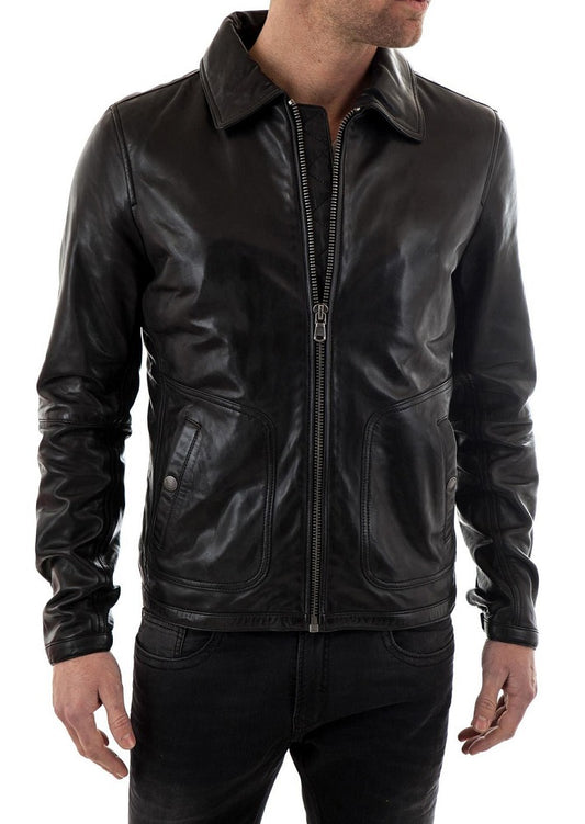 Men Lambskin Genuine Leather Jacket MJ394 freeshipping - SkinOutfit