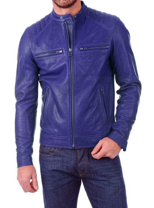 Men Lambskin Genuine Leather Jacket MJ395 freeshipping - SkinOutfit