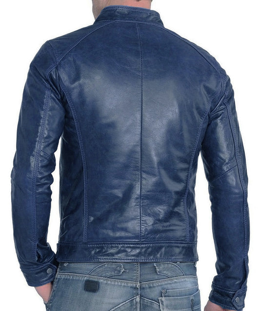 Men Lambskin Genuine Leather Jacket MJ401 freeshipping - SkinOutfit