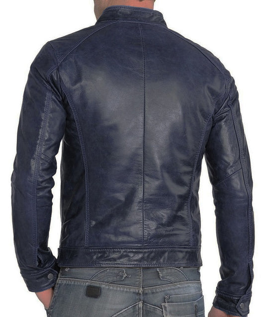 Men Lambskin Genuine Leather Jacket MJ402 freeshipping - SkinOutfit