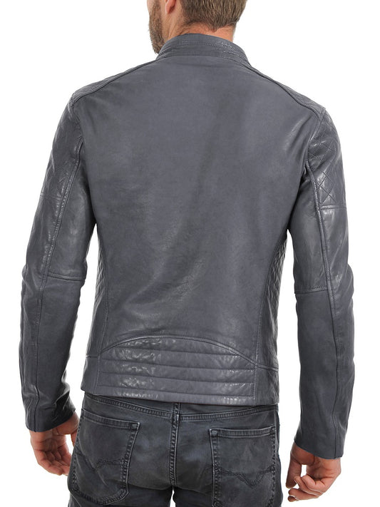 Men Lambskin Genuine Leather Jacket MJ405 freeshipping - SkinOutfit