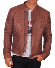 Men Lambskin Genuine Leather Jacket MJ408 freeshipping - SkinOutfit