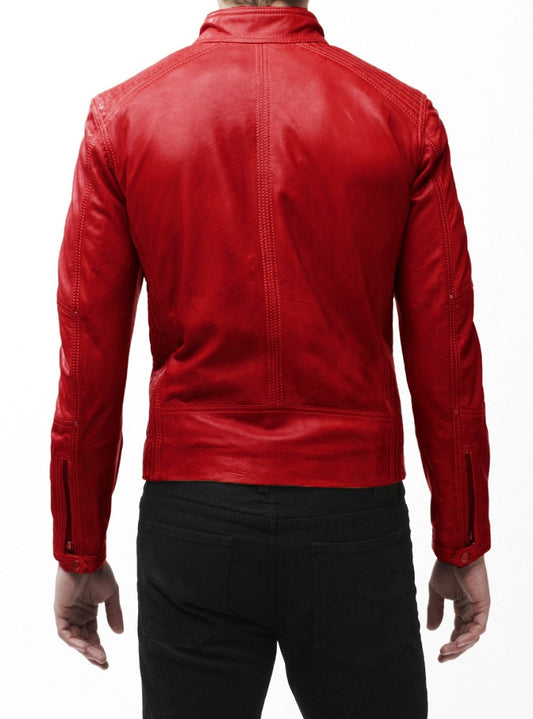 Men Lambskin Genuine Leather Jacket MJ409 freeshipping - SkinOutfit