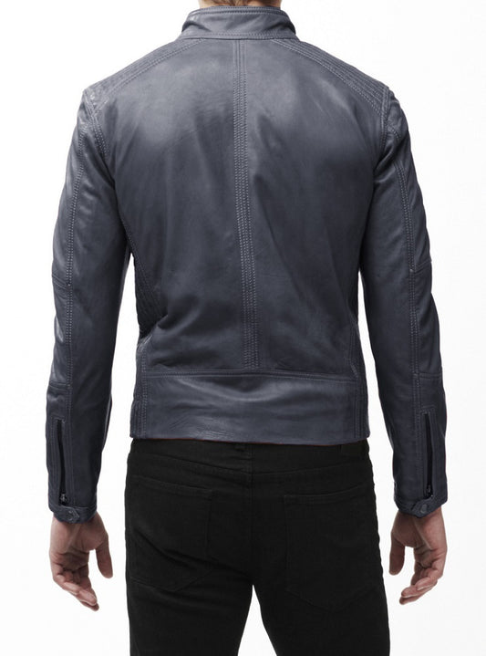 Men Lambskin Genuine Leather Jacket MJ410 freeshipping - SkinOutfit