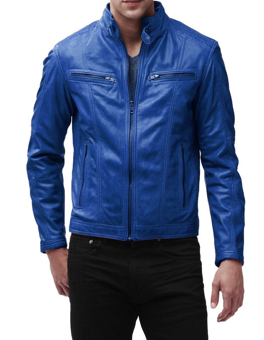 Men Lambskin Genuine Leather Jacket MJ411 freeshipping - SkinOutfit