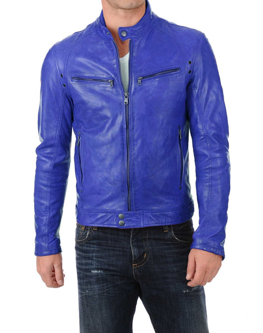 Men Lambskin Genuine Leather Jacket MJ412 freeshipping - SkinOutfit