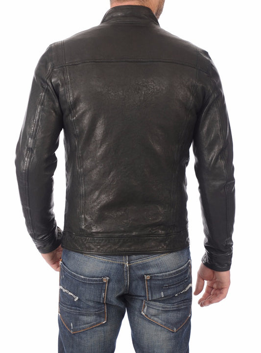 Men Lambskin Genuine Leather Jacket MJ415 freeshipping - SkinOutfit