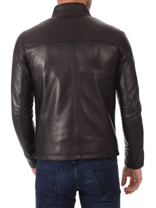 Men Lambskin Genuine Leather Jacket MJ419 freeshipping - SkinOutfit