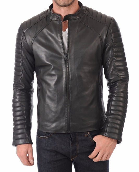 Men Lambskin Genuine Leather Jacket MJ424 freeshipping - SkinOutfit