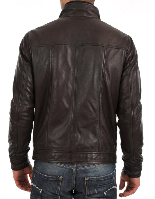 Men Lambskin Genuine Leather Jacket MJ 42 SkinOutfit