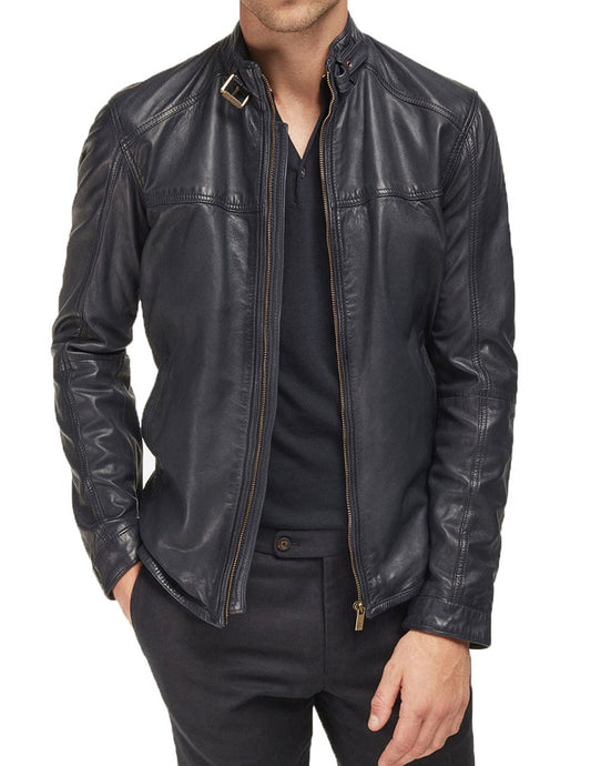 Men Lambskin Genuine Leather Jacket MJ430 freeshipping - SkinOutfit