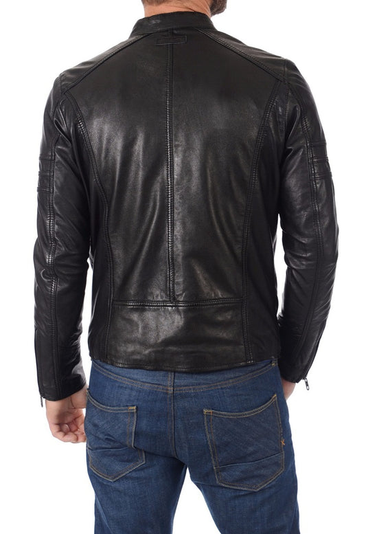 Men Lambskin Genuine Leather Jacket MJ431 freeshipping - SkinOutfit