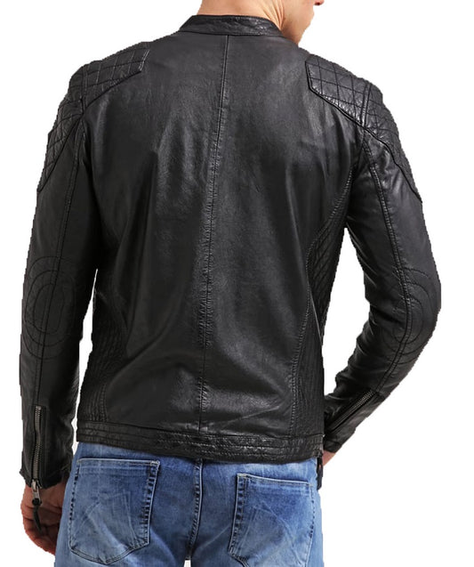 Men Lambskin Genuine Leather Jacket MJ438 freeshipping - SkinOutfit