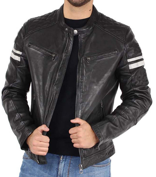 Men Lambskin Genuine Leather Jacket MJ 43 SkinOutfit