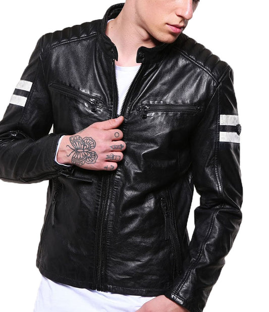 Men Lambskin Genuine Leather Jacket MJ442 freeshipping - SkinOutfit